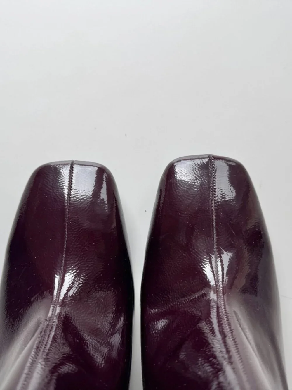 NWOT ZARA Dark Burgundy Patent Faux Leather Block Heel Ankle Boots, Size 40 - Picture 4 of 12